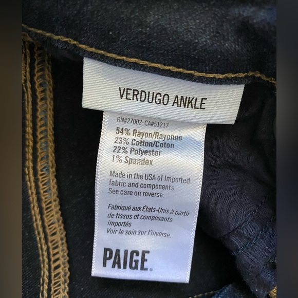 Paige Jeans Verdugo Ankle Blue Size 24 - Picture 8 of 9